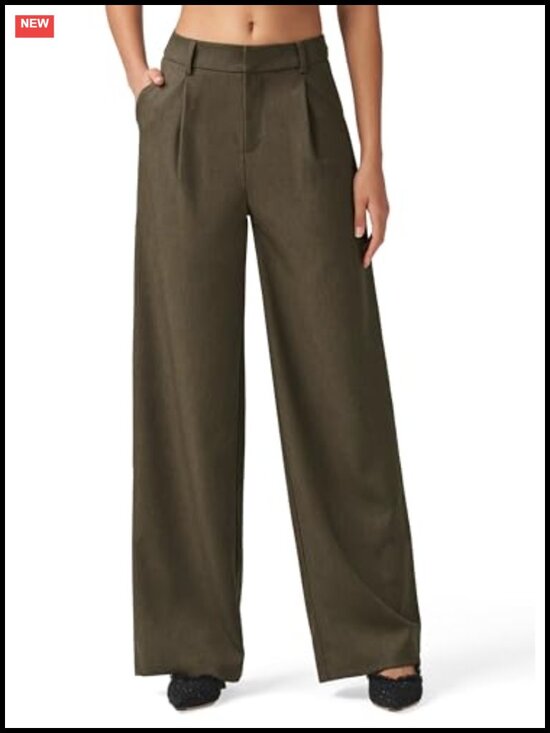 Pants - Wide Leg Work Pants High Waisted Pleated Front Stretch Office Slacks 31 Inseam